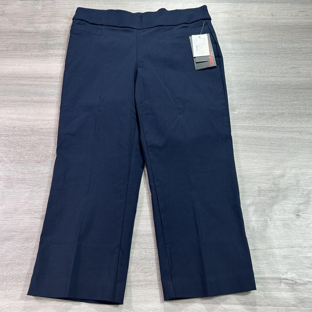 Briggs Comfort Waistband Dress Pants Womens 8 Navy Ponte Crop Stretch Workwear